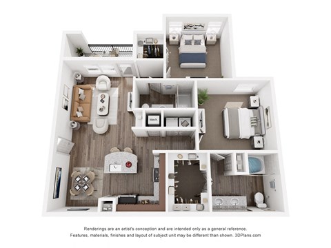 Floor plan for 2 beds, 2 baths, 1148 sqft